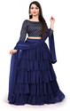 BIPIN FASHION Embroidered Semi Stitched Lehenga Choli (Dark Blue)