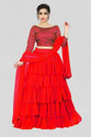BIPIN FASHION Embroidered Semi Stitched Lehenga Choli (Red)