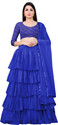 BIPIN FASHION Embroidered Semi Stitched Lehenga Choli (Light Blue, Gold)