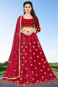 BIPIN FASHION Embroidered Semi Stitched Lehenga Choli (Red)