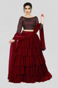 BIPIN FASHION Embroidered Semi Stitched Lehenga Choli (Maroon)