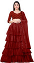 BIPIN FASHION Embroidered Semi Stitched Lehenga Choli (Maroon, Gold)