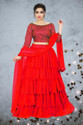 BIPIN FASHION Embroidered Semi Stitched Lehenga Choli (Red)