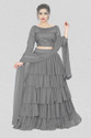 BIPIN FASHION Embroidered Semi Stitched Lehenga Choli (Grey)
