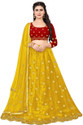 BIPIN FASHION Embroidered Semi Stitched Lehenga Choli (Red, Yellow)