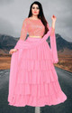 BIPIN FASHION Embroidered Semi Stitched Lehenga Choli (Pink)