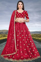 BIPIN FASHION Embroidered Semi Stitched Lehenga Choli (Red)