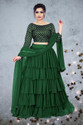 BIPIN FASHION Embroidered Semi Stitched Lehenga Choli (Green)