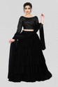 BIPIN FASHION Embroidered Semi Stitched Lehenga Choli (Black)