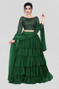 BIPIN FASHION Embroidered Semi Stitched Lehenga Choli (Green)