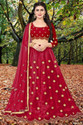 BIPIN FASHION Embroidered Semi Stitched Lehenga Choli (Red)