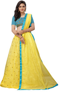 bipin fashion self design semi stitched lehenga  crop top light blue
