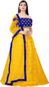 BIPIN FASHION Self Design Semi Stitched Lehenga & Crop Top (Yellow, Blue)