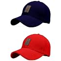Baseball Cap Combo Pack of 2 for Men &amp; Women (Navy Blue &amp; Red)