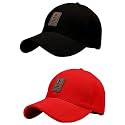 Baseball Cap Combo Pack of 2 for Men &amp; Women (Black and Red)