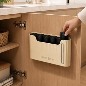birch amp co wall mounted garbage bag holder and dispenser no-drilling self-adhesive trash bag polythene holder for kitchen cabinet door plastic trash bag dispenser for bathroom cream