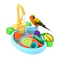 Bird Bath for Cage, Automatic Bath for Birds, Parrot Shower Bathtub Outdoor with Faucet, Bird Shower Swimming Pool Toy for Ferret, Budgie, Goldfinch, Cockatiel, Parakeet, Lovebird(Blue)