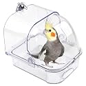 Bird Bath for Cage Transparent Bird Bathtub Hanging Portable Shower Pool No-Leakage with Stainless Steel Hooks for Small Birds Parakeet Canary Budgerigar Parrot Crested