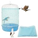 Bird Cage Cover, 45-90'' Adjustable, Universal Nylon Mesh Net, Bird Cage Skirt Guard, Blue