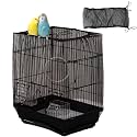 Bird Cage Cover, Parakeet Cage Acessories Adjustable Seed Catcher Birdcage Seed Catcher Birds Cage Netting Bird Cage Mesh Cover for Bird Cages (Black)