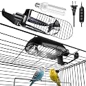 Bird Cage Light Fixture Combo Kit with Adjustable Timer,Lamp Hood with 2.4% UVB UVA 20W Compact Fluorescent Bulb for All Kinds Captive Birds Reptiles