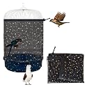 Bird Cage Seed Catcher, 45-90'' Adjustable Bird Cage Cover, Universal Nylon Bird Cage Mesh Net, Bird Cage Skirt Guard Accessories for Parrot Parakeet Macaw Round Square Cage (Black)