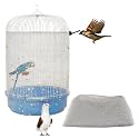 Bird Cage Seed Catcher, 45-90'' Adjustable Cover, Universal Nylon Mesh Net, Skirt Guard Accessories for Parrot Parakeet Macaw Round Square Cage (Gray)