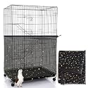 Bird Cage Seed Catcher, 60-118'' Large Bird Cages Cover, 31.5'' H Adjustable Nylon Bird Cage Mesh Net, Soft Airy Bird Cage Skirt Guard Accessories for Parrot Parakeet Macaw (Black)