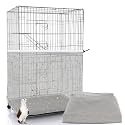 Bird Cage Seed Catcher, 60-118'' Large Bird Cages Cover, 31.5'' H Adjustable Nylon Bird Cage Mesh Net, Soft Airy Bird Cage Skirt Guard Accessories for Parrot Parakeet Macaw (Gray)