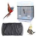 Bird Cage Seed Catcher - Adjustable Netting Cover Guard Skirt for Parrot Parakeet Macaw Round Square Cages - Black