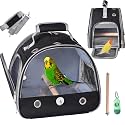 FCQQYWZ Bird Carrier with Stand & Tray, Small Bird Travel Cage for Parrot & Parakeet, Shoulder Strap - Black