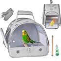 FCQQYWZ Bird Carrier Travel Cage with Stand, Small Bird Travel Carrier for Parrot with Perch, Side Access Window (Grey)