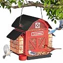 Bird Feeders for Outdoors Hanging, 5LBS Large Bird Feeder with 2 Suet Cage, Red Barn Metal Birds Feeder for Outside, Weather Resistant Cardinal Feeders, ldeal Birds Watching Gifts (Red)