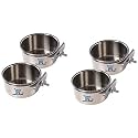 Bird Feeding Dish Cups, Parrot Food Bowl Holder-Stainless Steel Coop Cup, Bird Cage Water Bowl for Parakeet African Greys Conure Cockatiels Lovebird (200 ML Clamp Pack of 4)