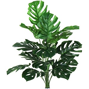 bird fiy artificial plants 2934 tall fake turtle tree leaves with stems faux palm leaf imitation frond leaf tropical plants greenery floral jungle beach party home garden decoration