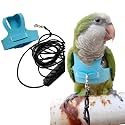 Bird Flight Harness Vest, Parrot Flight Suit with Leash for Parakeets Cockatiels Conures Budgies, Bird Flying Clothes with Rope and Handle for Outdoor Activities Training (M, Blue)