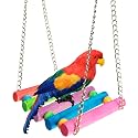 Bird Parrot Toys Swing Hanging,Bird Cage Accessories Toy Hammock for Parakeets,Cockatiels,Lovebirds,Conures,Budgie,Macaws,Lovebirds,Finches and Other Small Pets（Rainbow）