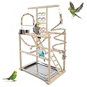 Bird Playground, Parrots Playstand for Small to Medium Birds, Perch Stand with 3 Ladders Playgym with Rope Perch, Swings Feeder Cups Bird Cage Accessories for Conure Cockatiel Lovebirds