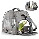 Bird Travel Carrier with Perch Parakeet Backpack Carriers with Stainless Steel Plate Portable Pet Carrier Bag for Bird Cage Accessories Transparent Travel Carrier Cage for Budgie Conure Cockatiel