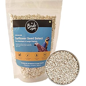 the birds company premium safflower seed kusum dana select fortified with spirulina bird food for conures lovebirds cockatiels african grey macaws cockatoo 450 g