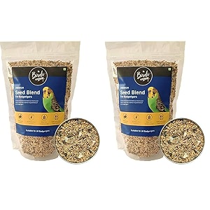 the birds company premium seed blend of 9 grains amp nutsfortified with spirulinabird food for budgies450 g pack of 2all life stages