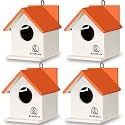 BIRDSHALA Bird House for Sparrow, Budgies & Finches with Air Ventilation and Mounting Hook (Orange - Set of 4)