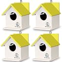 BIRDSHALA Bird House for Sparrow, Budgies &amp; Finches with Air Ventilation and Mounting Hook- Set of 4 (Yellow, Medium)