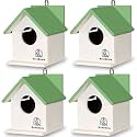 BIRDSHALA Bird House for Sparrow, Budgies &amp; Finches with Air Ventilation and Mounting Hook- Set of 4 (Green, Medium)