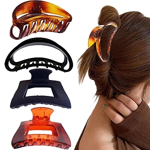 birdware 4 colors hair clips claw clips hair claw clips nonslip medium large jaw clip for women girls 2 square matte and 2 bright acrylic hair clamps for thick thin fine long hai