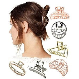 birdware 6 pcs korean style vintage big multicolor metal hair claw cat ears geometric hair clip clutches hairpin flower barrette jaw clamp hair accessories for women girls