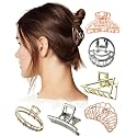 BIRDWARE 6 Pcs Korean Style Vintage Big Multicolor Metal Hair Claw Cat Ears Geometric Hair Clip Clutches Hairpin Flower Barrette Jaw Clamp Hair Accessories For Women Girls