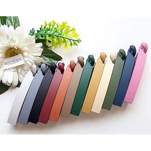 birdware big-size multi color imported rubber acrylic material stone banana hair clips for women multi colour  hair clutchers pack of 12 pc straight