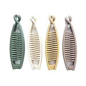 birdware big-size banana clips multi color imported rubber acrylic material stone banana hair clips for women multi colour  hair clutchers  banana clips pack of 4 15
