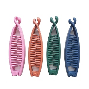 birdware big-size banana clips multi color imported rubber acrylic material stone banana hair clips for women multi colour  hair clutchers  banana clips pack of 4 7